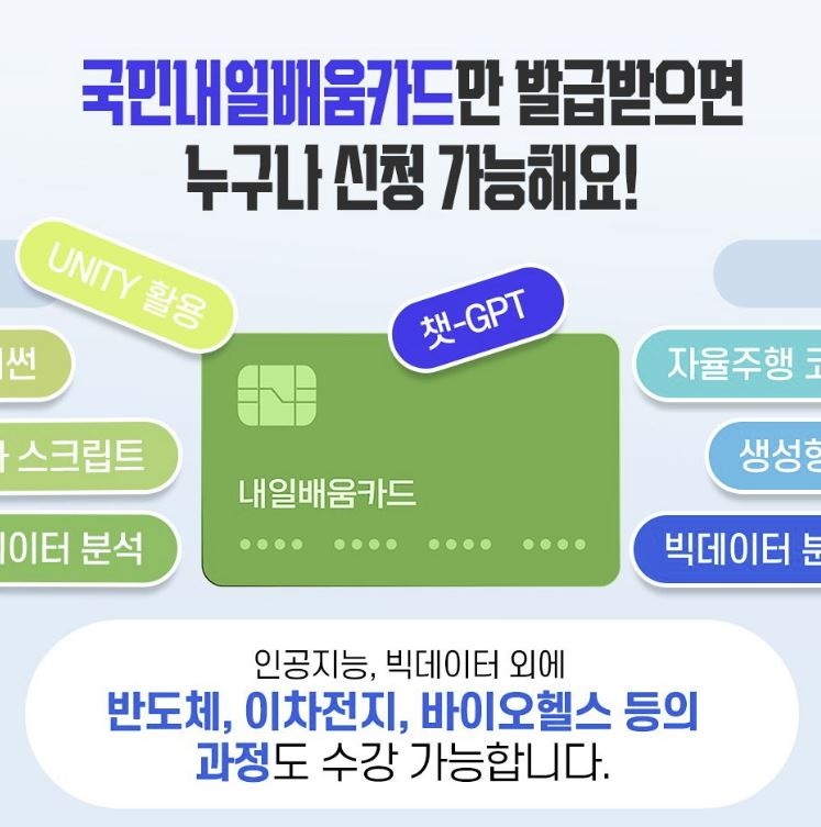 국민내일배움카드로 신청할 수 있다.(출처=고용노동부 인스타그램)