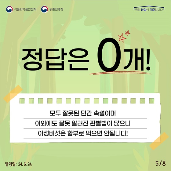 여름철, 야생버섯 섭취에 주의하세요!