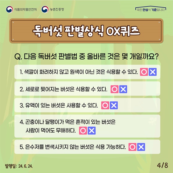 여름철, 야생버섯 섭취에 주의하세요!