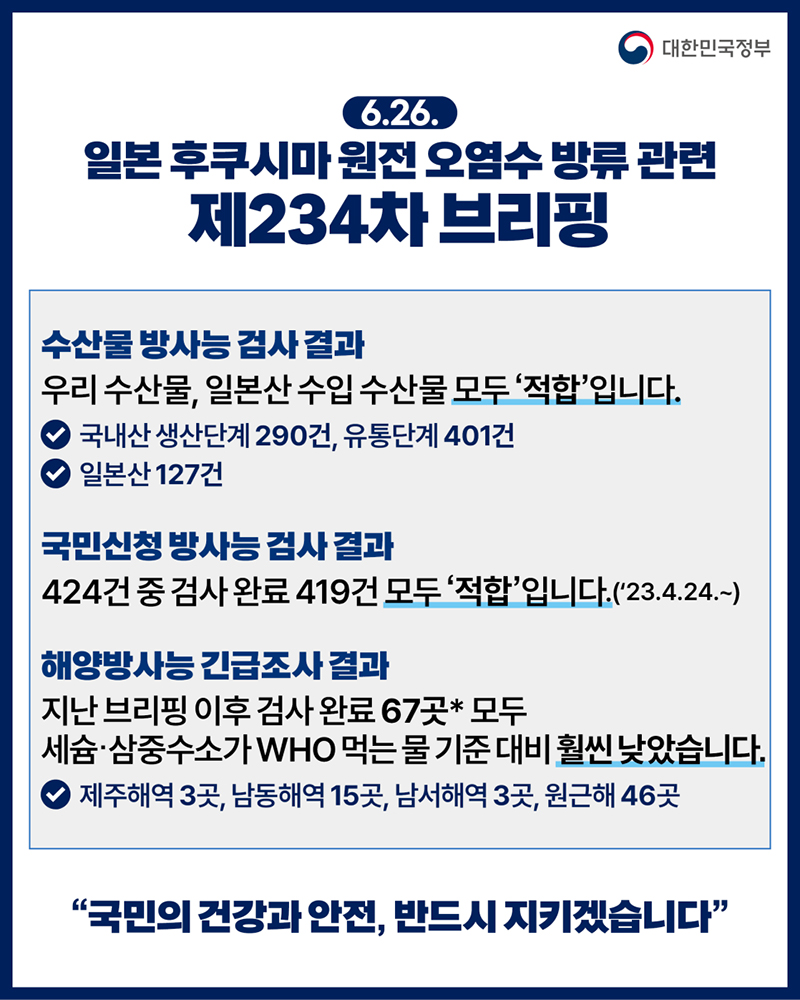 후쿠시마 원전 오염수 방류 관련 브리핑(6.26.)  하단내용 참조