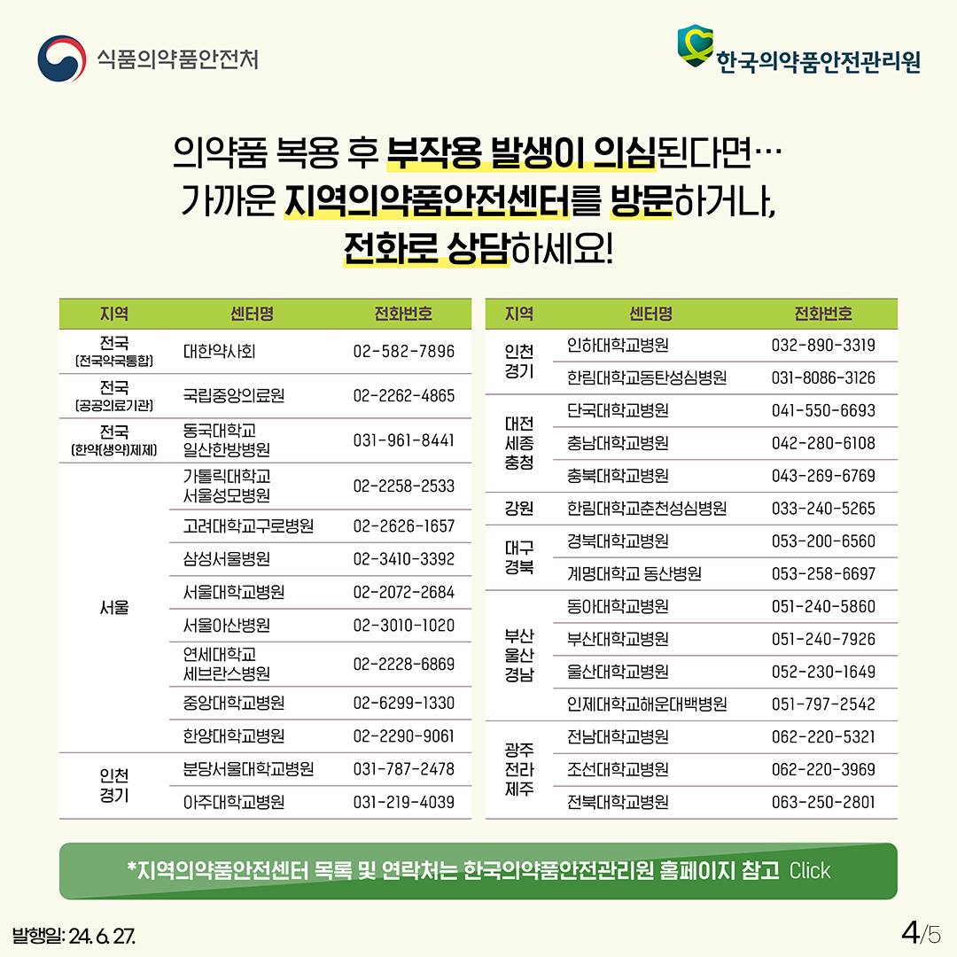 지역의약품안전센터 알고 계신가요?