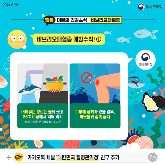 여름철 해산물 섭취 등 비브리오패혈증 주의!