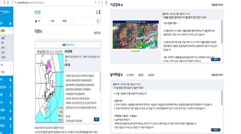 기상청 날씨누리 실시간 현상황 날씨정보(출처=기상청 날씨누리 홈페이지)