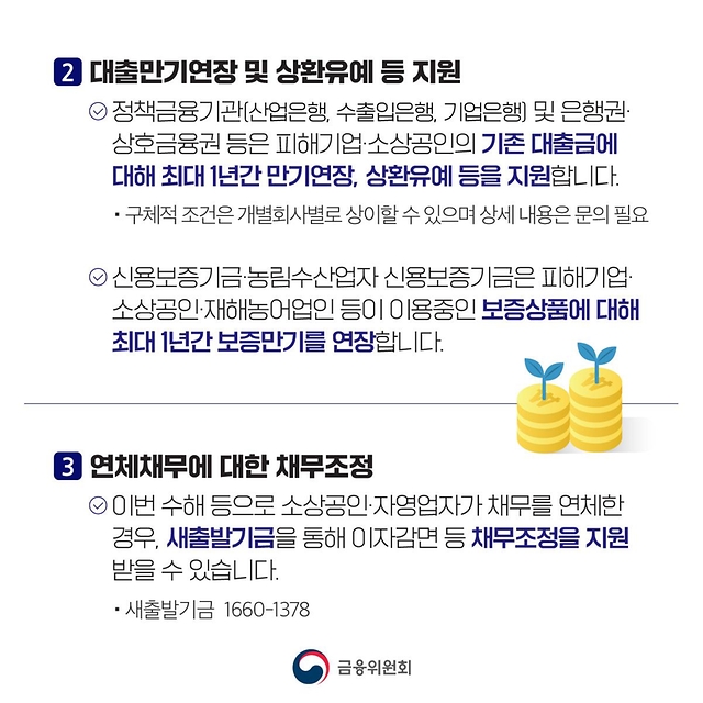 금융위에서 수해 피해 가계·중소기업 금융지원 방안을 알려드립니다