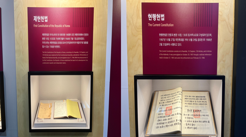 제헌헌법과 현행헌법에 대한 설명.