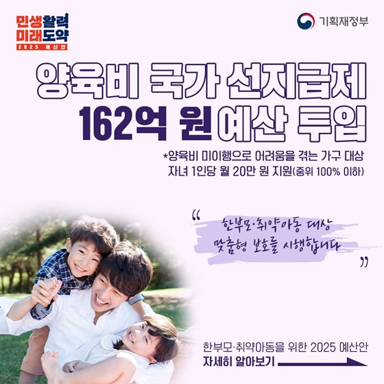 양육비 국가 선지급제 162억 원 예산 투입
