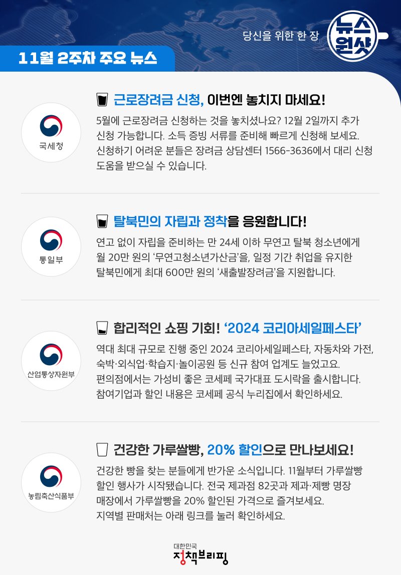 [뉴스원샷] 11월의 각종 할인&지원금 소식 모음집