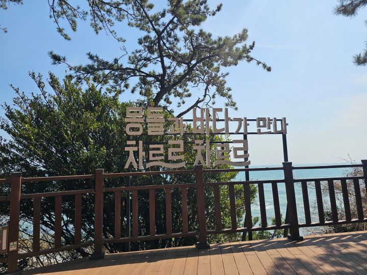 해파랑길 2코스를 걷던 중 만난 몽돌해변. 대한민국에 몇개 없는 몽돌해변은 주변에 가만히 앉아있어도 몽돌이 부딛히는 몽환적인 경험을 할 수 있다.