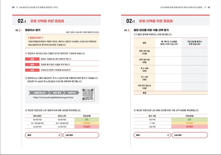 점검표는 당뇨병 위험도 평가, 영양지수 평가, 혈당 관리를 위한 식품 선택 평가로 이뤄져 있다.
