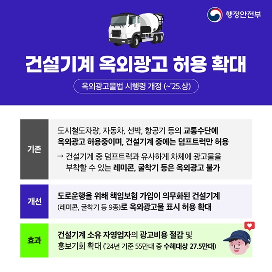 달리는 건설기계 움직이는 광고판이 된다!