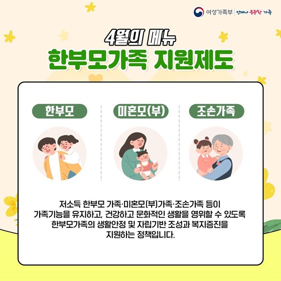 무엇이든 물어보세요 한부모가족 지원제도