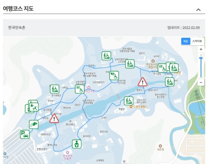 한국 민속촌 여행코스지도, 열린관광지