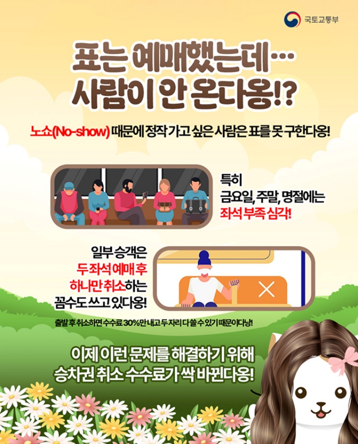 표를 예매해두고 버스는 탑승하지 않는 노쇼 문제로, 버스를 타야할 승객이 자리를 놓치는 문제가 자주 일어난다.