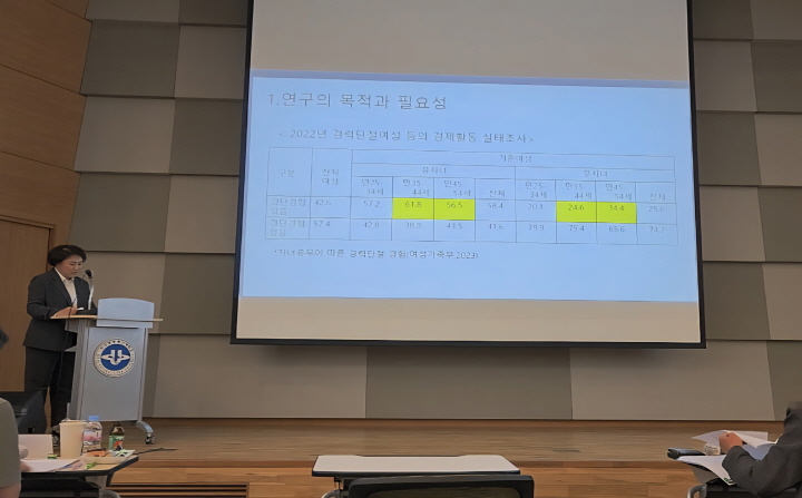 논문에 대하여 발표 중인 최00 선생님의 모습