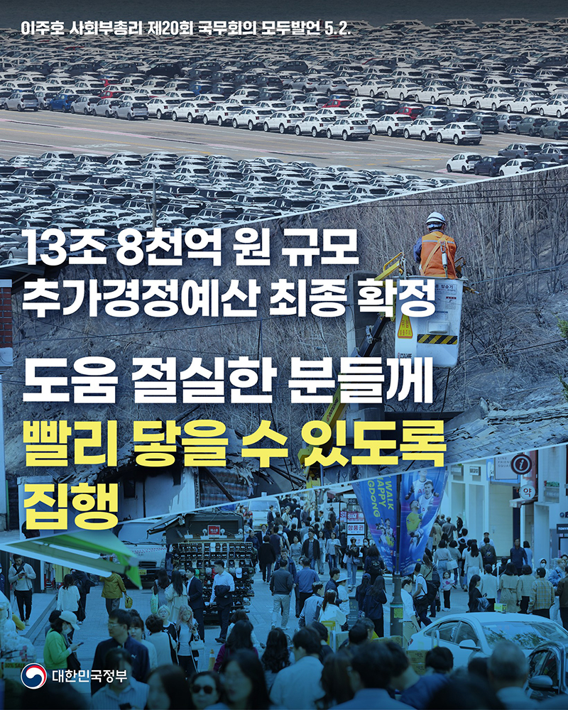 13조 8천억 원 규모 추가경정예산 최종 확정 하단내용 참조