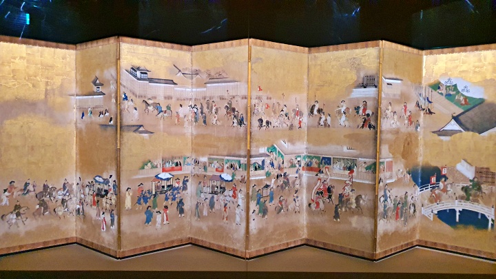 에도성에서의 통신사 행렬과 국서를 전달하는 의식을 그린 그림. 유네스코 세계기록유산, 교토시 지정문화재