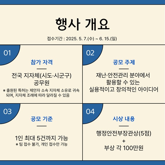 재난·안전 현장에서 활용 가능한 혁신적인 아이디어를 찾습니다!