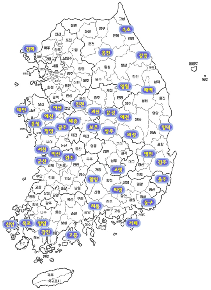 '청년마을 만들기 사업'을 통해 조성된 청년마을 현황(출처=행정안전부)