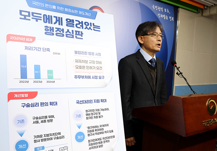 김기선 국민권익위원회 행정심판국장이 19일 세종시 정부세종청사에서 행정심판 제도개선 내용을 발표하고 있다. 2025.5.19 (ⓒ뉴스1, 무단 전재-재배포 금지)