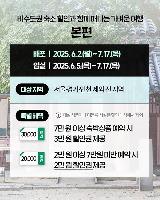 숙박할인권과 함께 올여름, 여행이 가벼워진다!
