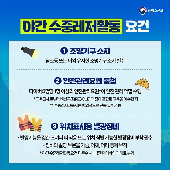 수중레저활동 시 안전사고 유의하세요!