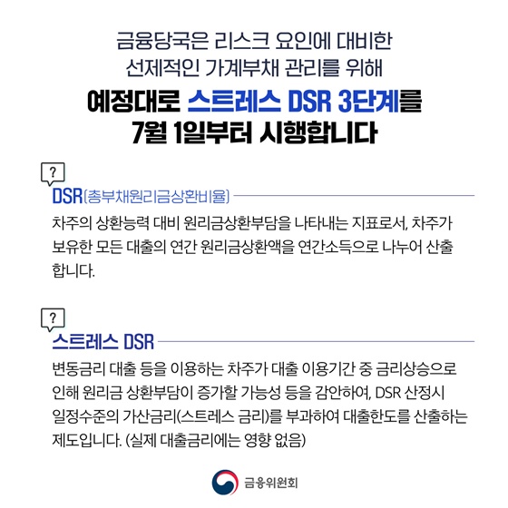 3단계 스트레스 DSR 7월 1일부터 시행