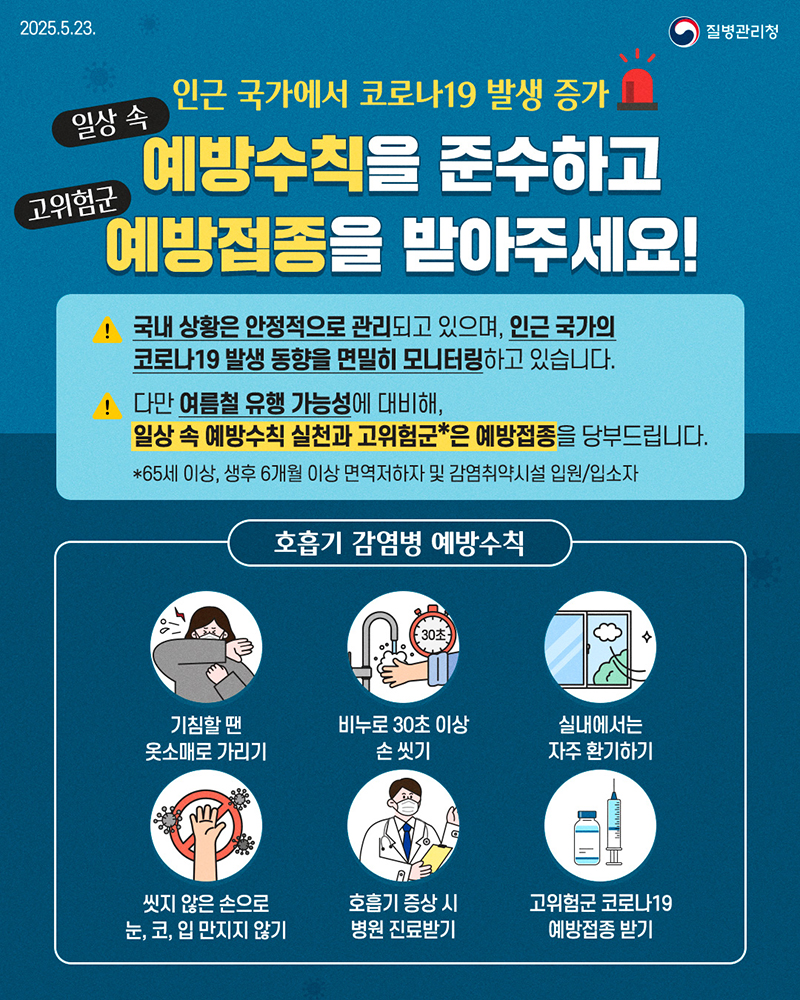 인근 국가에서 코로나19 발생 증가 하단내용 참조
