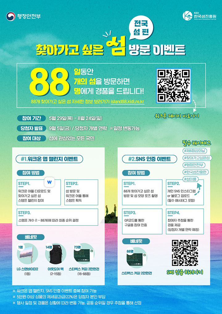 '찾아가고 싶은 섬' 방문 이벤트 홍보포스터 (자세한 내용은 본문에 설명 있음)