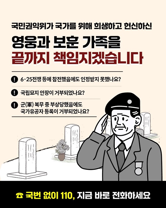 보훈·국방·군사분야 집중 민원 신청 기간 운영