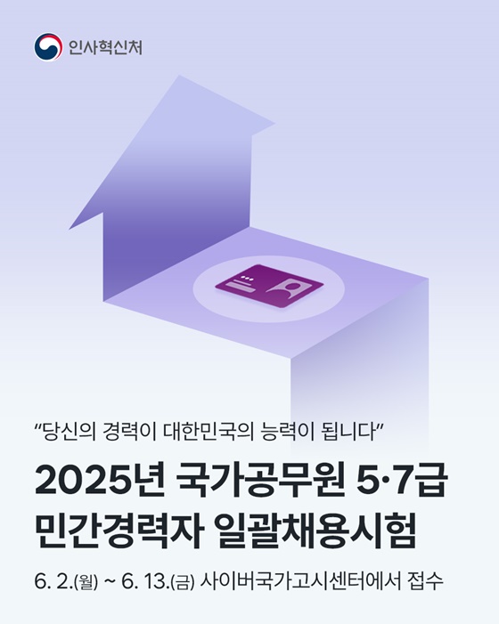 2025년 국가공무원 5·7급 민간경력자 일괄채용시험