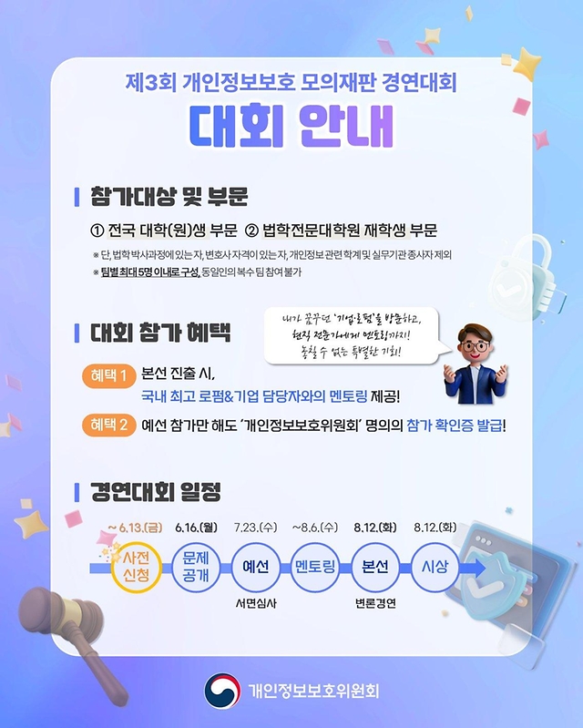 '제3회 개인정보보호 모의재판 경연대회' 사전 참가자 모집