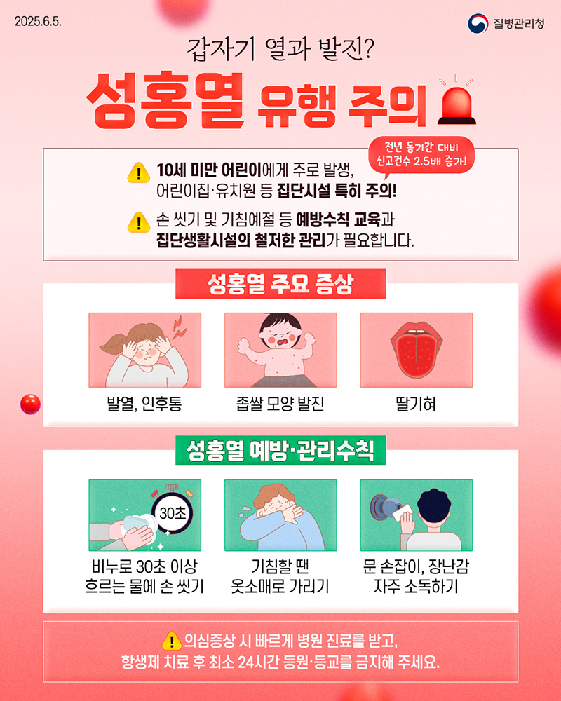 갑자기 열과 발진이?! 성홍열 유행 주의 하단내용 참조