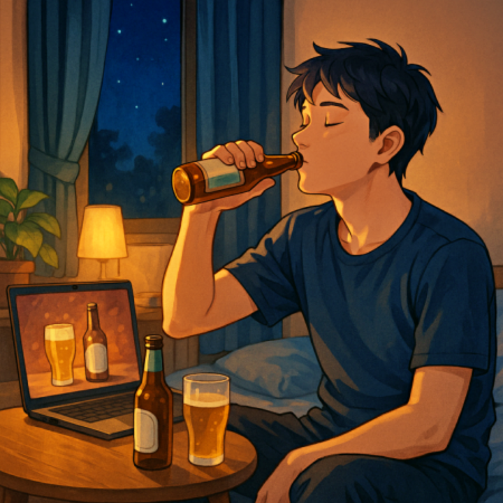 힐링 영상 같은 술먹방을 보고 있으면 나도 모르게 술을 찾게 된다. '술스라이팅' 광고에 맞춰, 나도 AI로 이미지를 제작해 보았다.