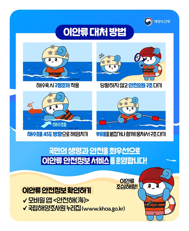 실시간 이안류 정보 확인하고 물놀이 즐기세요!