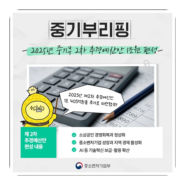 2025년 중기부 2차 추경예산안 1조 원 편성