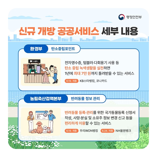 공공서비스 6종 민간 앱으로 이용하세요!