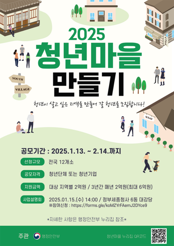 청년마을 조성 사업 홍보 포스터 (출처 = 행정안전부)