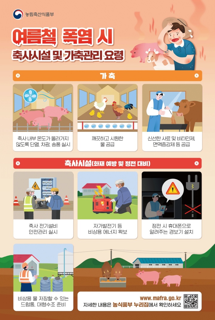 여름철 폭염 시 축사시설 및 가축관리 요령.(제공=농림축산식품부)