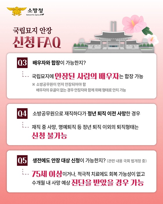 30년 이상 장기재직 소방공무원 대상 국립묘지 안장신청