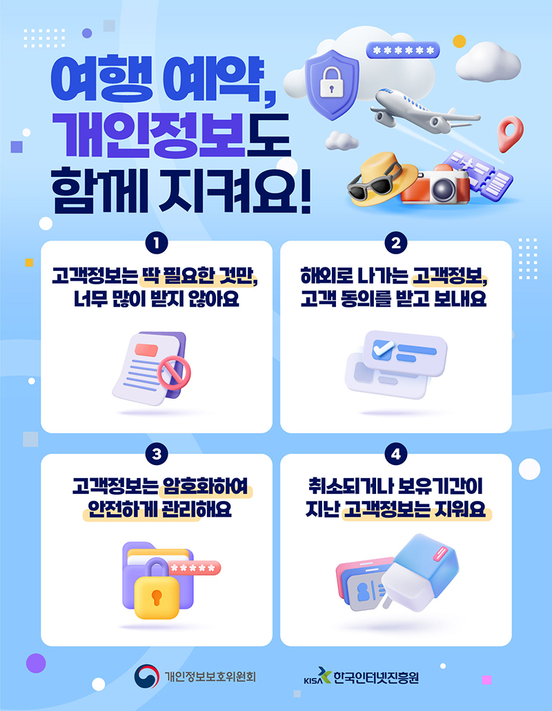 여행 예약, 개인정보도 함께 지켜요! 하단내용 참조
