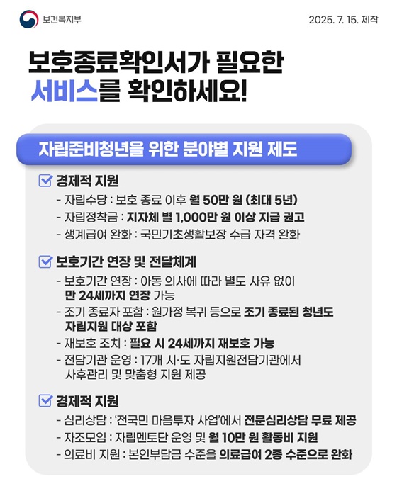 보호종료확인서 이제 정부24에서 발급