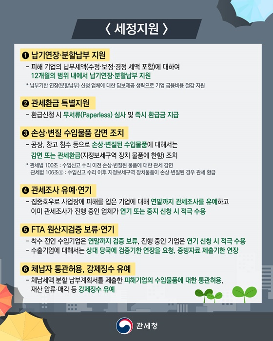 집중호우 등 긴급재난 피해기업 종합지원 방안