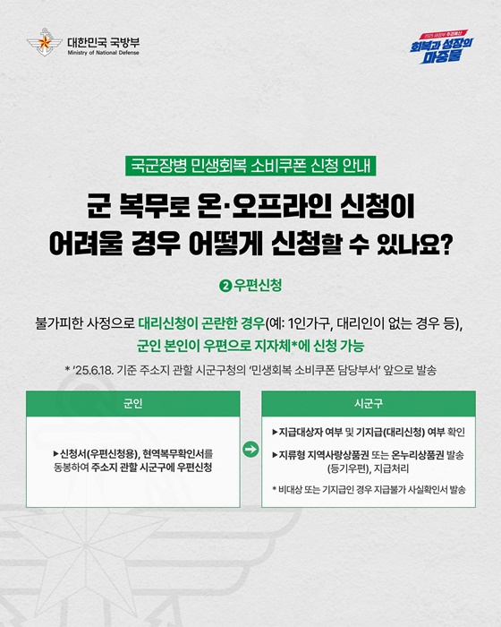 국군장병 여러분, 잊지 말고 신청하세요