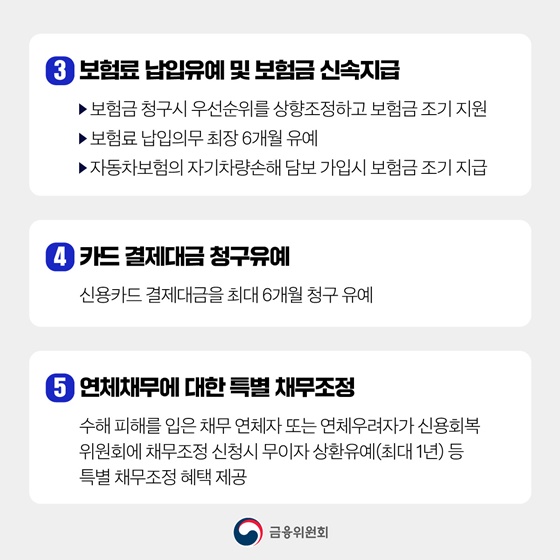 수해 피해 가계·중소기업 금융지원방안