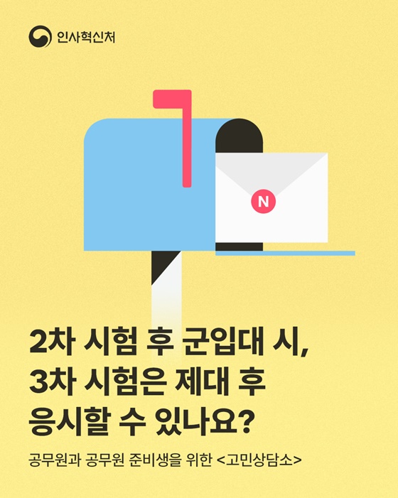 2차 시험 후 군입대 시, 3차 시험은 제대 후 응시할 수 있나요?