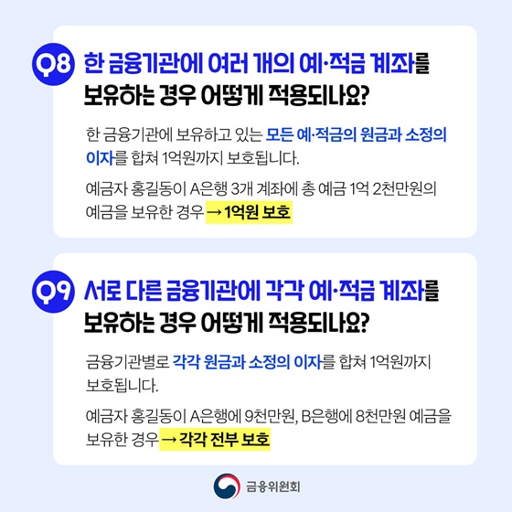 9월 1일부터 1억 원까지 예금 보호