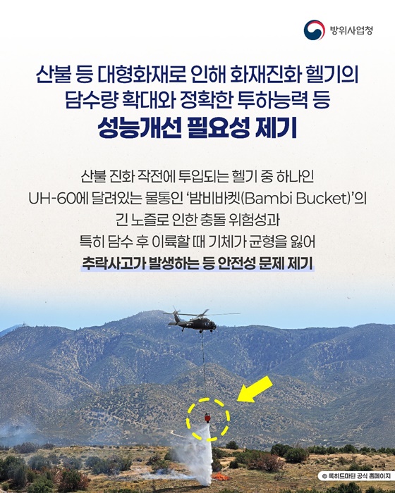 군용 헬기의 산불 대응능력 2배 이상 향상!
