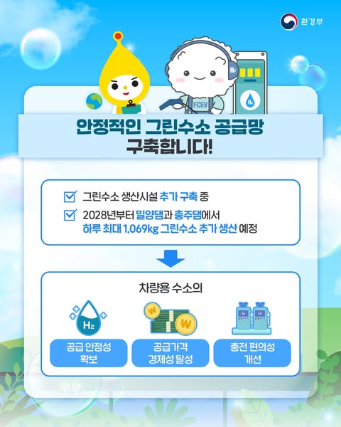 국내 최초! 환경부, 수력에너지로 만든 차량용 그린수소 본격 생산