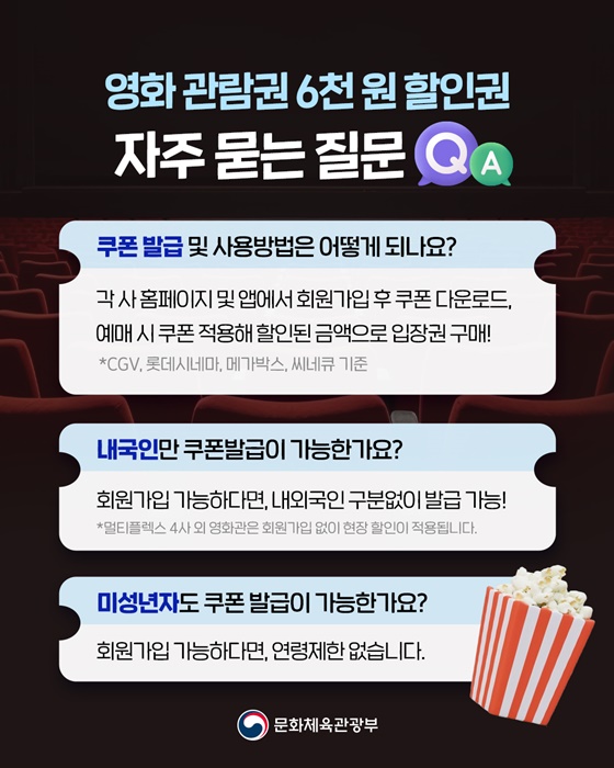 영화관람권 6천 원 할인권 자주 묻는 질문 Q&A