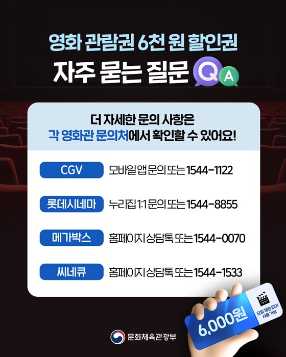 영화관람권 6천 원 할인권 자주 묻는 질문 Q&A